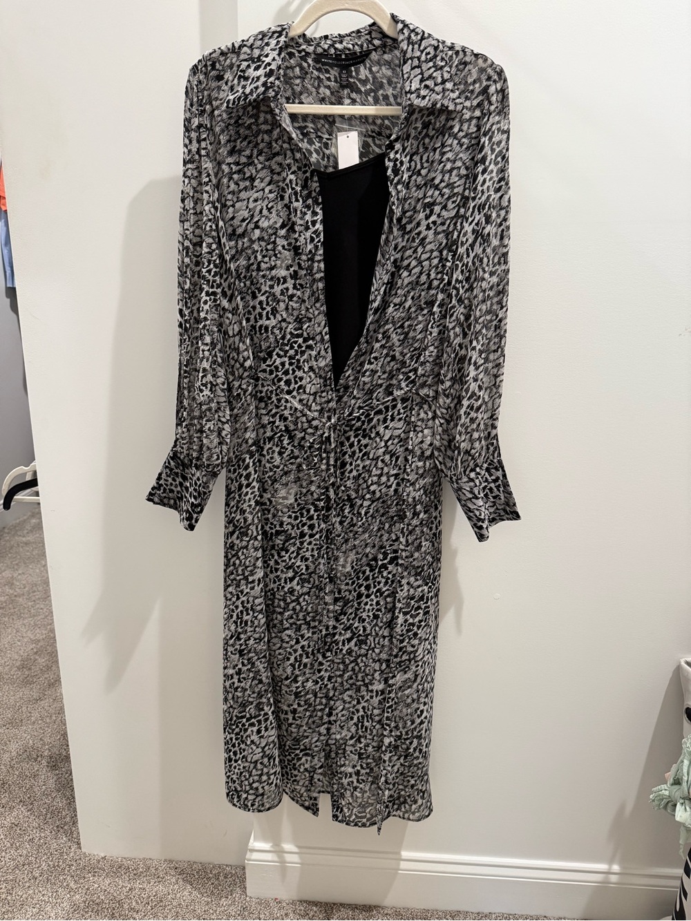 White House Black Market Black & White Animal Print Midi Dress